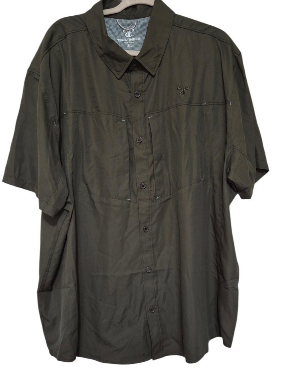 TrueTimber Gulf Stream Men's 3XL Olive Green Short Sleeve Fishing Shirt NWT